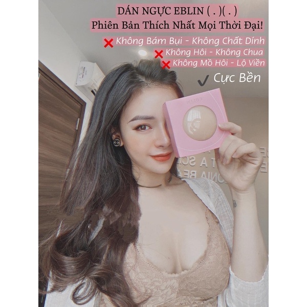 Miếng dán ngực silicon nhiệt tự thân EBLIN dán ti siêu mỏng ôm khít,không keo,không bám bụi