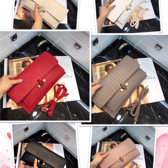 Clutch chất liệu da rắn