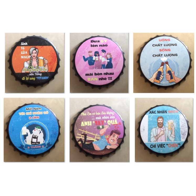 Nắp chai bia decor trang trí tường quán beer club, quán nhậu phiên bản Việt Nam độc lạ