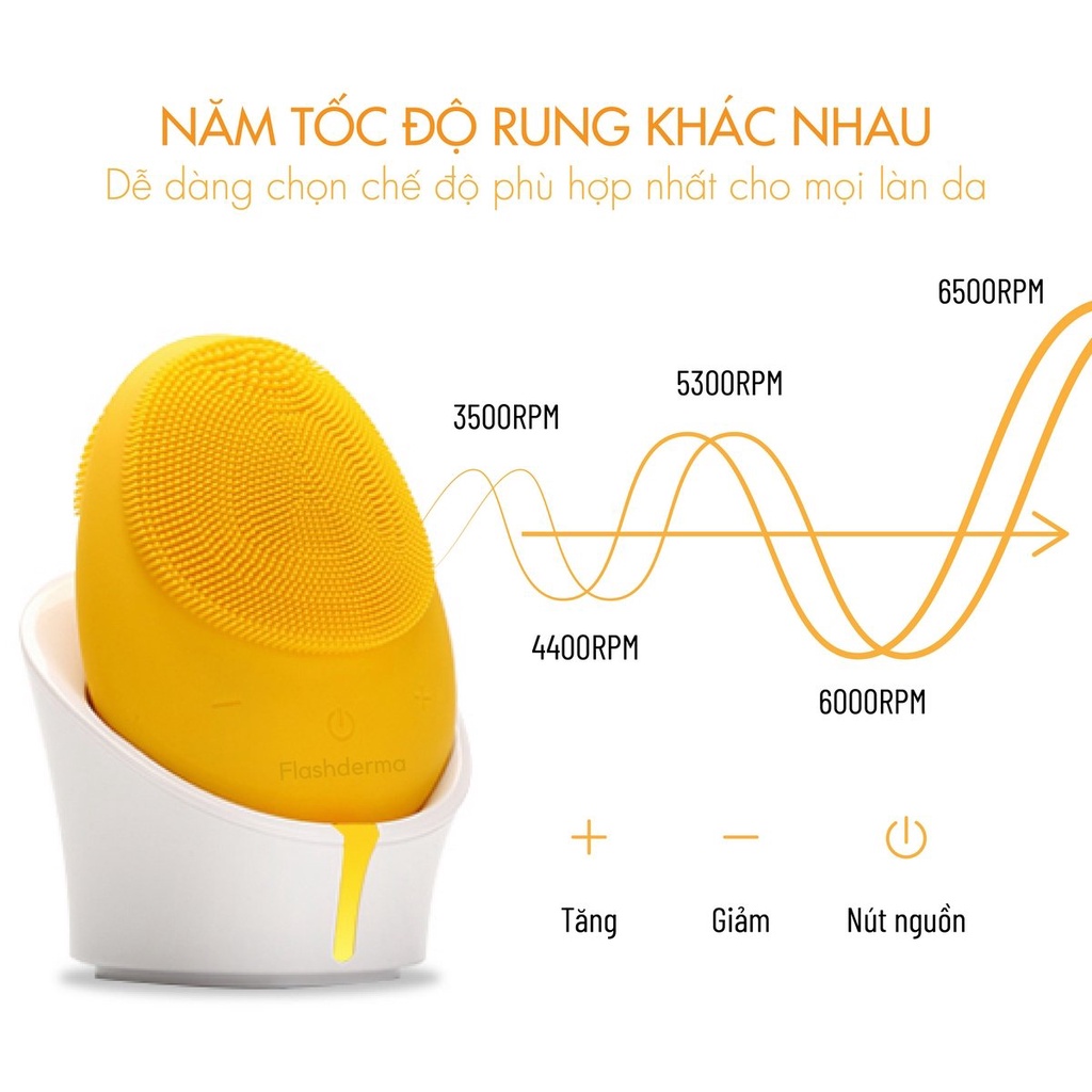 Máy rửa mặt không thấm nước Flashderma phiên bản màu xanh  Wireless Silicon Facial Cleansing Brush