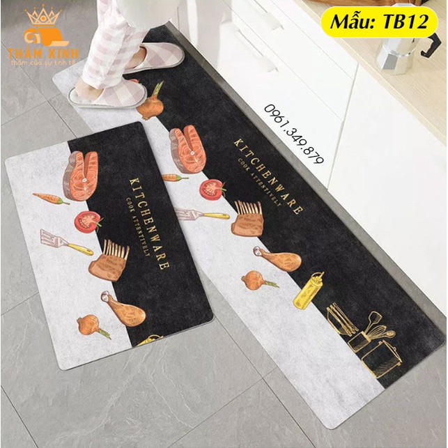 Thảm Bếp chống Trượt, Chùi Chân Thấm Hút Nước, Trải Sàn phong cách Trẻ Trung Xinh Xắn