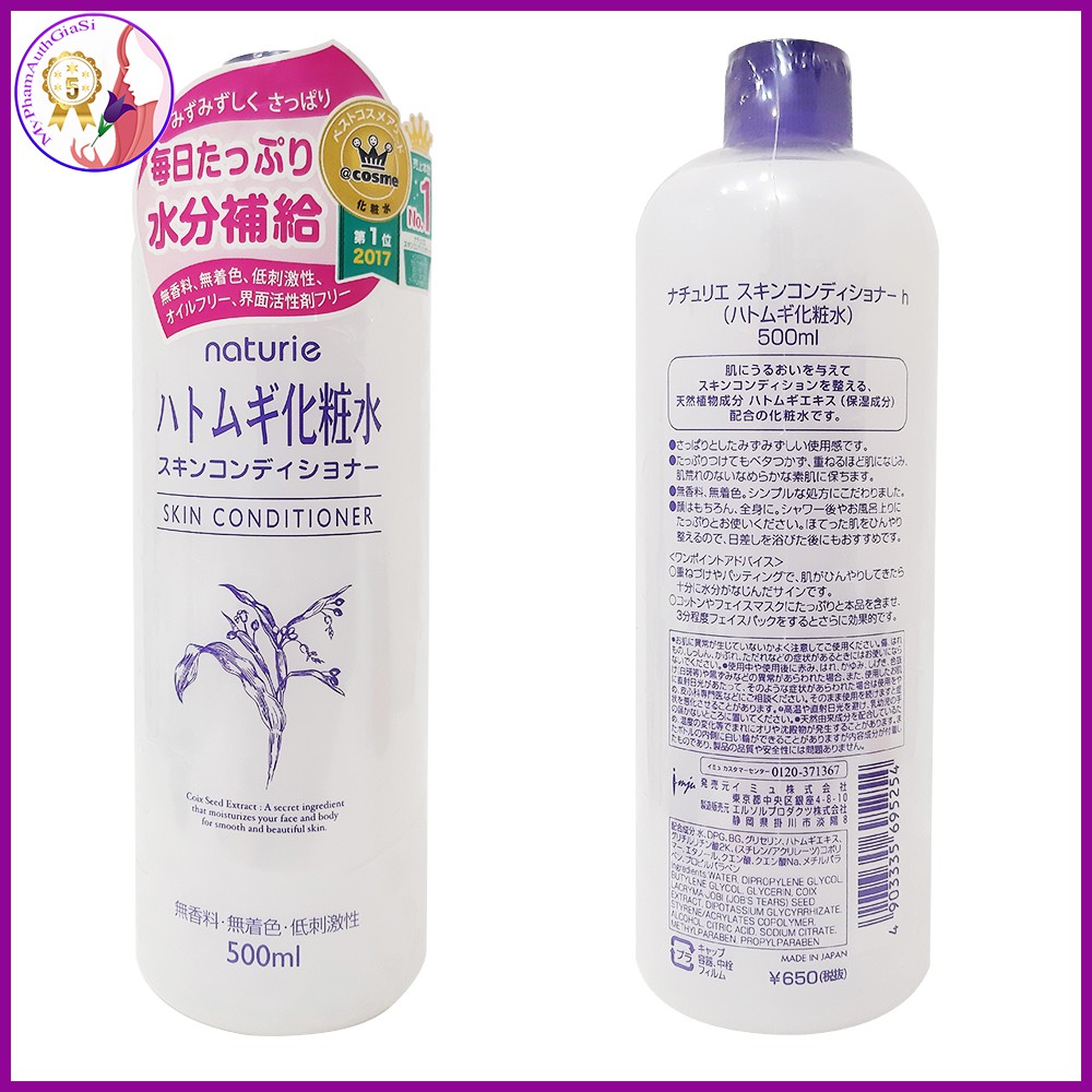 Nước hoa hồng hạt ý dĩ naturie skin conditioner 500ml