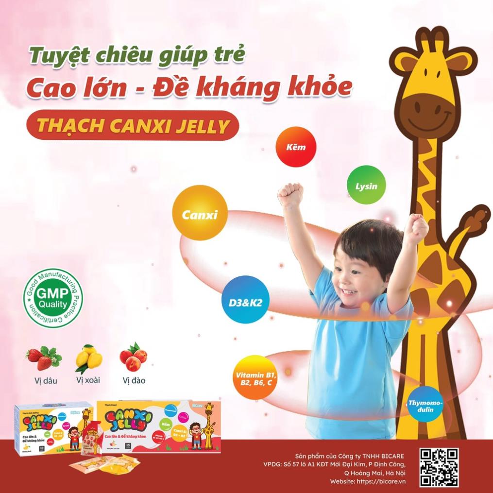 2 Hộp Thạch Canxi Jelly Bicare Mini  Tăng cường chiều cao cho bé