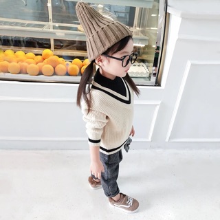 Áo len cổ tim cho bé trai- bé gái