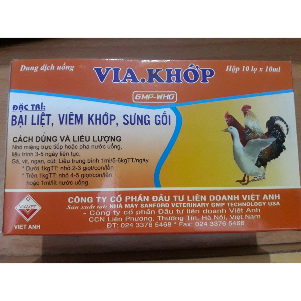 Via Kh. ớp lọ 10ml. Bạ,i liê.t gà, vi.êm khớ.p. Sư ng kh ớp