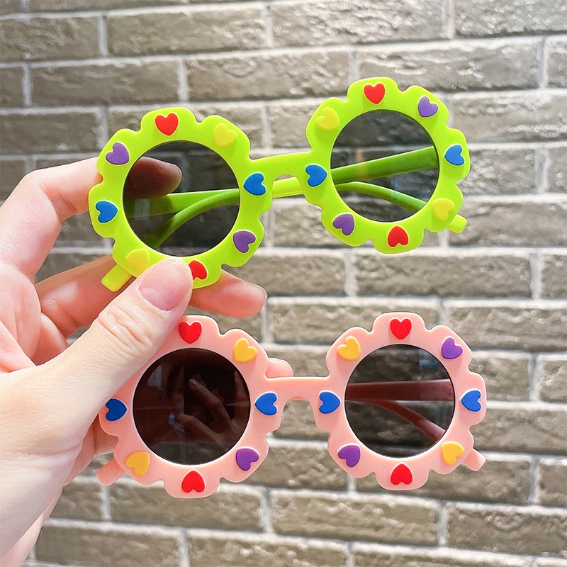 (HENGHA) Kính Râm Hình Hoa Trái Tim Màu Kẹo Thời Trang Phương Tây Cho Bé Gái