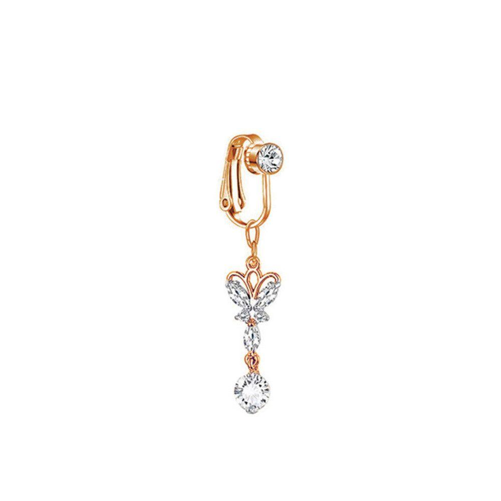 Khuyên Rốn Giả Xỏ Rốn Đính Đá Zircon Hình Trái Tim Xinh Xắn