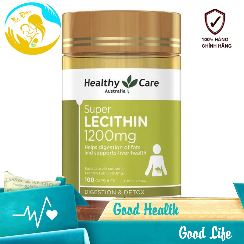 Mầm đậu nành (100 viên) Healthy Care Super Lecithin 1200mg, Úc Shop Mẹ Đậu