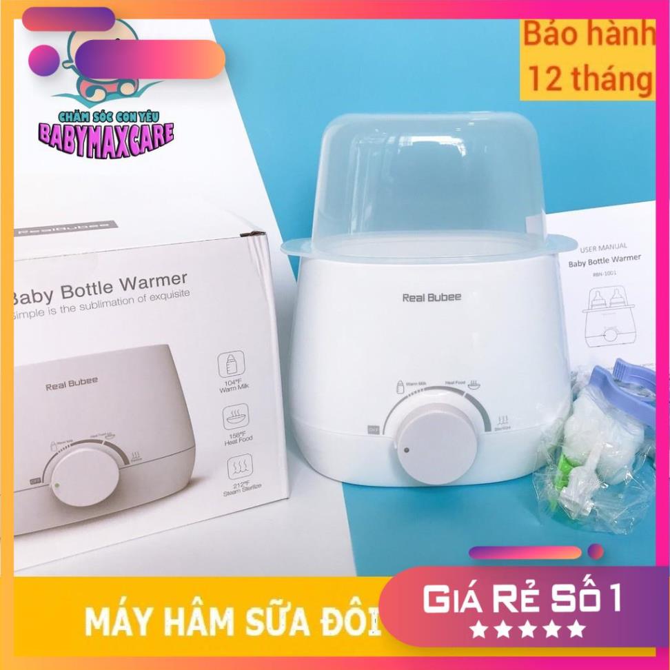 Máy Hâm Sữa Tiệt Trùng Đôi REALBUBEE, Tặng Gắp Chống Nóng Và Dụng Cụ Vệ Sinh Bình Sữa Của Hãng