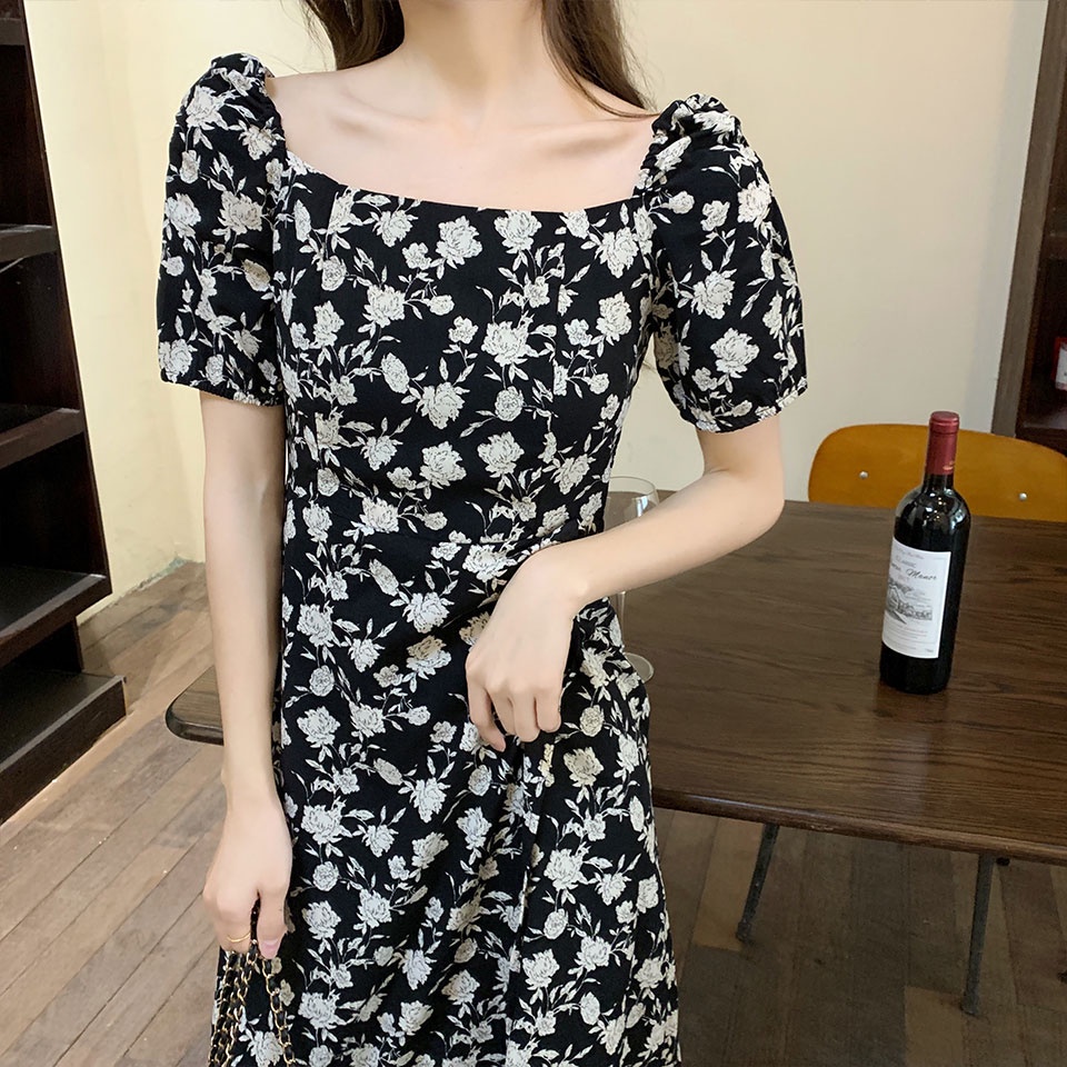 NRVP MỚI Đầm ngắn tay ôm eo phong cách Pháp cho nữ sinh