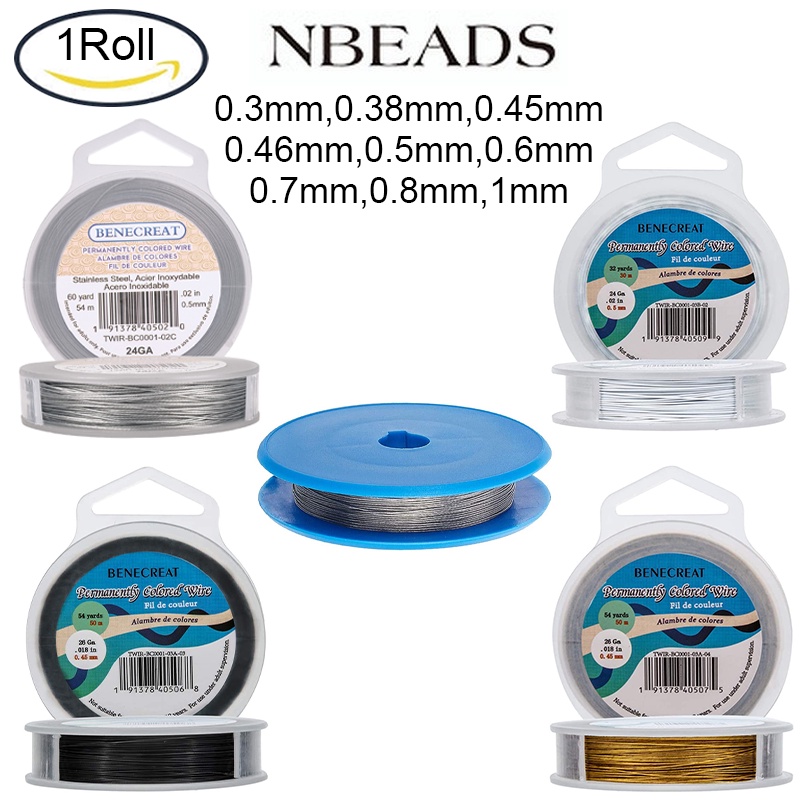 1 Cuộn Dây Thép Không Gỉ 0.38mm/0.6mm/0.5mm/0.45mm/1mm/0.8mm/0.3mm/0.46mm/0.25mm Dùng Làm Vòng Tay / Vòng cổ