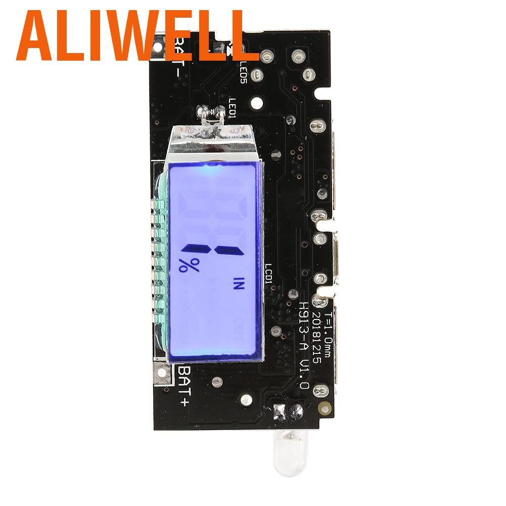 Aliwell Dual USB 5V 1A/2.1A LCD Power Bank 18650 Lithium Battery Charger DIY Module