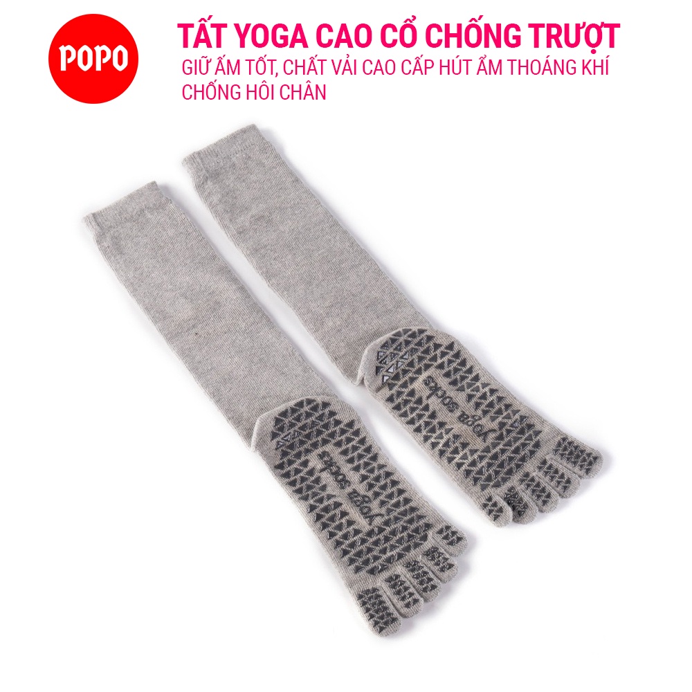 Tất Yoga Chống Trượt POPO Cổ Cao tập thể dục  êm ái, tránh hôi chân, đảm bảo an toàn