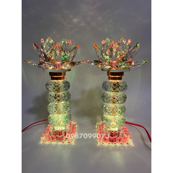 ĐÈN THỜ PHA LÊ HOA SEN CHÂU TRÒN