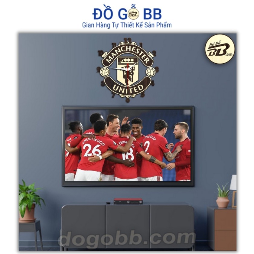 [ Hàng Hot ] Đồng Hồ Bóng Đá Logo Clb MU Manchester United Treo Tường Gỗ Bền Rẻ Đẹp - Đồ Gỗ BB