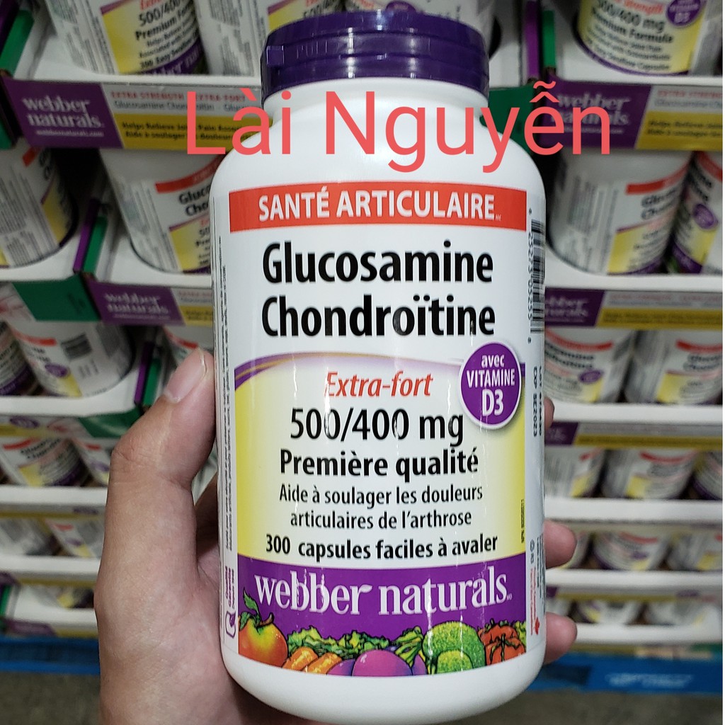 Viên uống hỗ trợ viêm khớp Glucosamine Chondroitin + Vitamin D3 500/400mg của Webber Naturals 300 Viên.