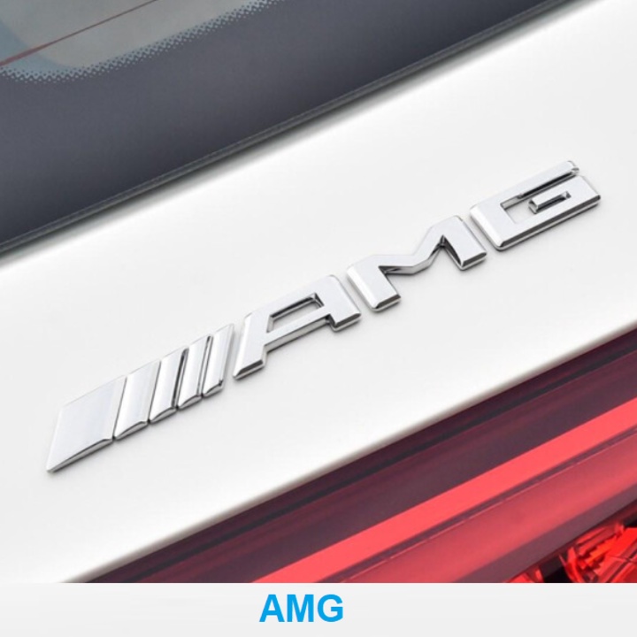 Decal tem chữ AMG dán đuôi và hông xe ô tô Mercedes, chất liệu nhựa ABS