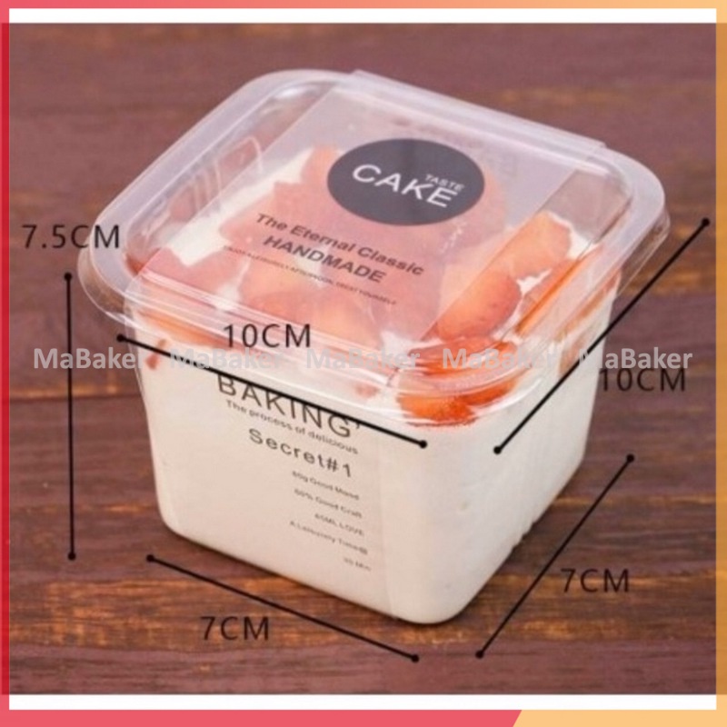 Set 10,50 hộp mica vuông B10-8 đựng bánh mouse, đồ tráng miệng, tiramisu cao cấp, an toàn - MaBaker