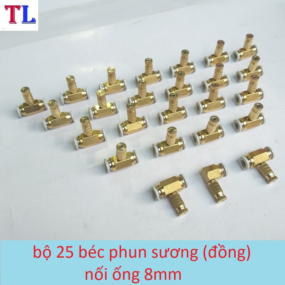 Bộ 25 béc phun sương bằng đồng - béc phun sương