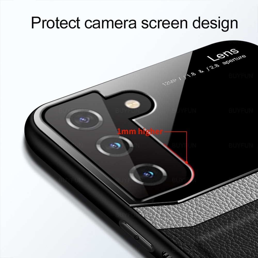 Samsung Galaxy S 20 21 22 S20 S21 FE S22 Ultra Plus Pro Case TPU Frame Shockproof  Leather Texture Acrylic Phone Covers