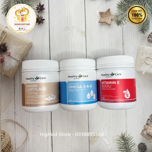 Viên sụn cá mập 750mg [Úc] Healthy Care Shark Cartilage 750mg