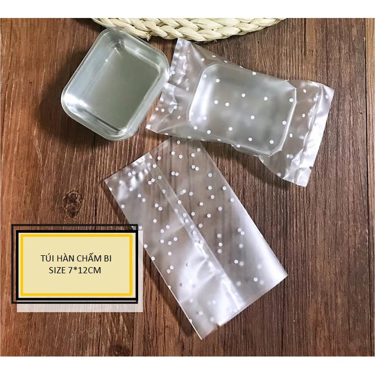 Túi hàn chấm bi trong mờ size 5.5*8.5cm (97~100c/xấp)