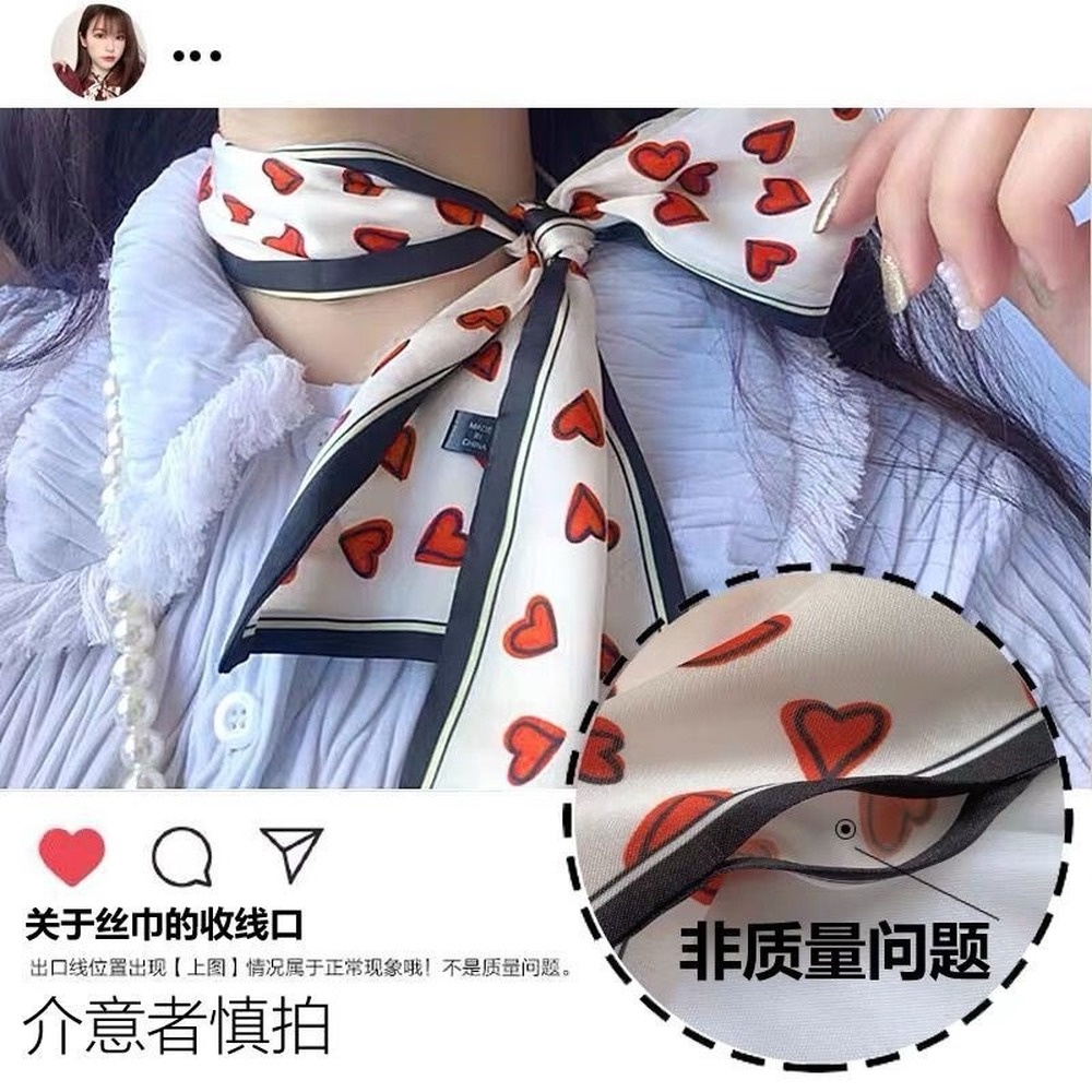 Khăn choàng cổ dài bằng lụa mỏng phong cách retro Pháp cho nữ