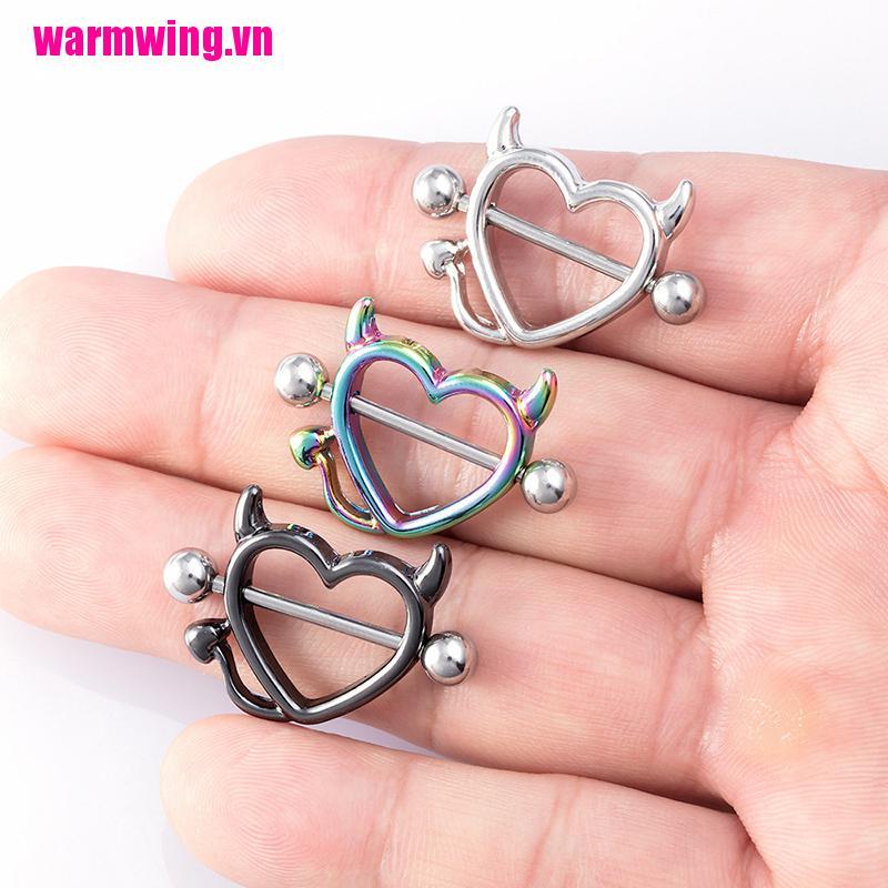 Khuyên Xỏ Cơ Thể Hình Trái Tim Có Sừng Ox Bằng Thép Phẫu Thuật