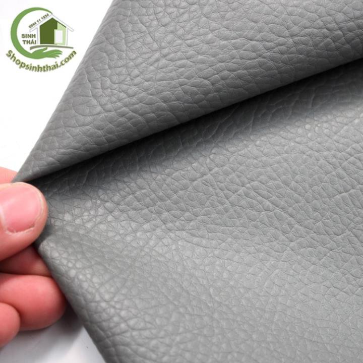 Vải da simili PVC  - vải giả da may túi, làm dép, bọc ghế sofa -  màu xám có vân