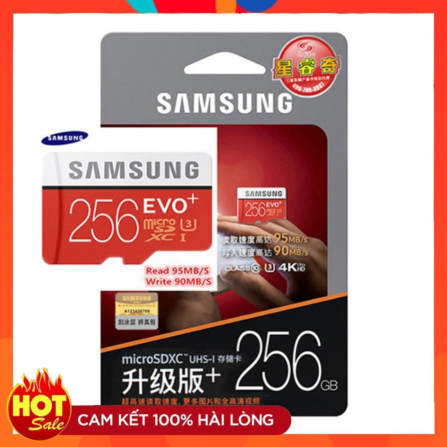 Thẻ nhớ micro SD samsung Evo plus 256GB 100Mbs 4K Video