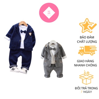 [QUẢNG CHÂU CAO CẤP] BỘ CÔNG TỬ VEST CHO BÉ CHẤT DẠ HÀN 4 CHI TIẾT, BỘ VEST BÉ TRAI BÉ GÁI MIUKIDS