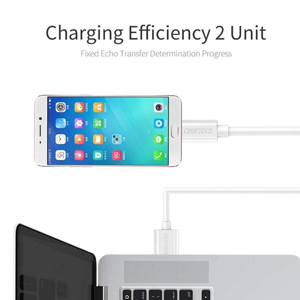 Cáp sạc Micro USB CHOETECH hỗ trợ sạc nhanh 2.4A dài 0.5m/1.2m/2m/3m chất lượng cao