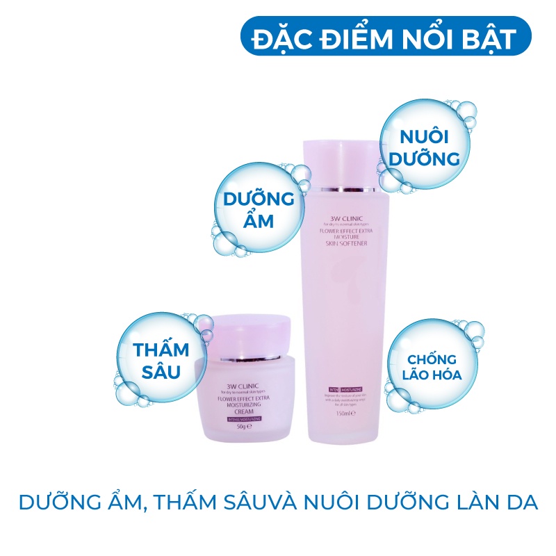 Bộ trắng da - Bộ dưỡng trắng da dưỡng ẩm chiết xuất Hoa Hồng 3W Clinic Hàn Quốc [Nước Hoa Hồng + Kem ]