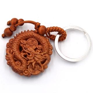 Combo 3 móc chìa khóa tượng Rồng gỗ đào 3 chiều