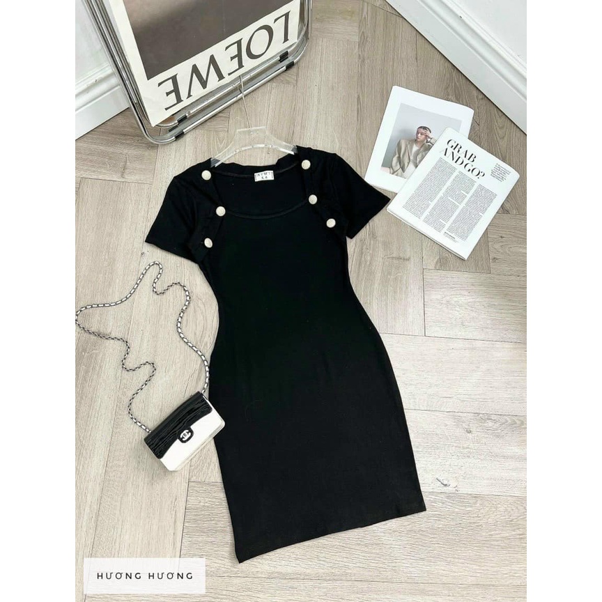 Đầm body vai nút