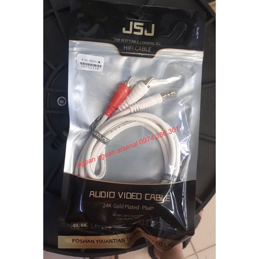 Dây tín hiệu 3,5 ra 2Av hãng JSJ chính hãng từ 1,8m đến 10m. Báo giá 1 sợi
