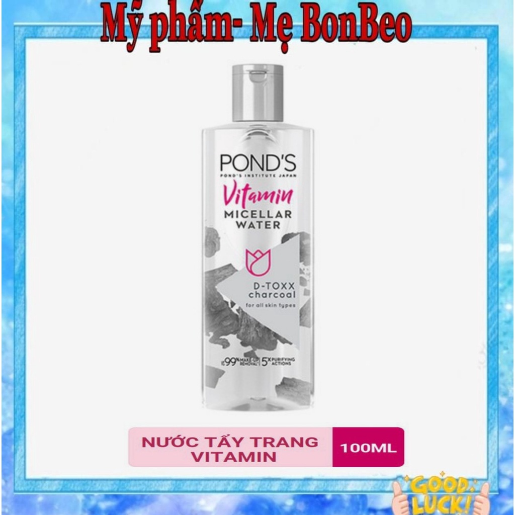 Nước Tẩy Trang Pond's Vitamin Micellar Water D-Toxx Charcoal Than Hoạt Tính Sạch Sâu 100ml