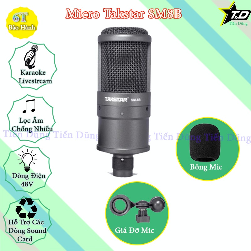 Bộ Mic Hát Livestream Mixer F4 PRO và Mic TAKSTAR SM8B Chân Đế Dây Livestream Chế Dây Truyền Nhạc Dây mic 3m zắc 6.5.