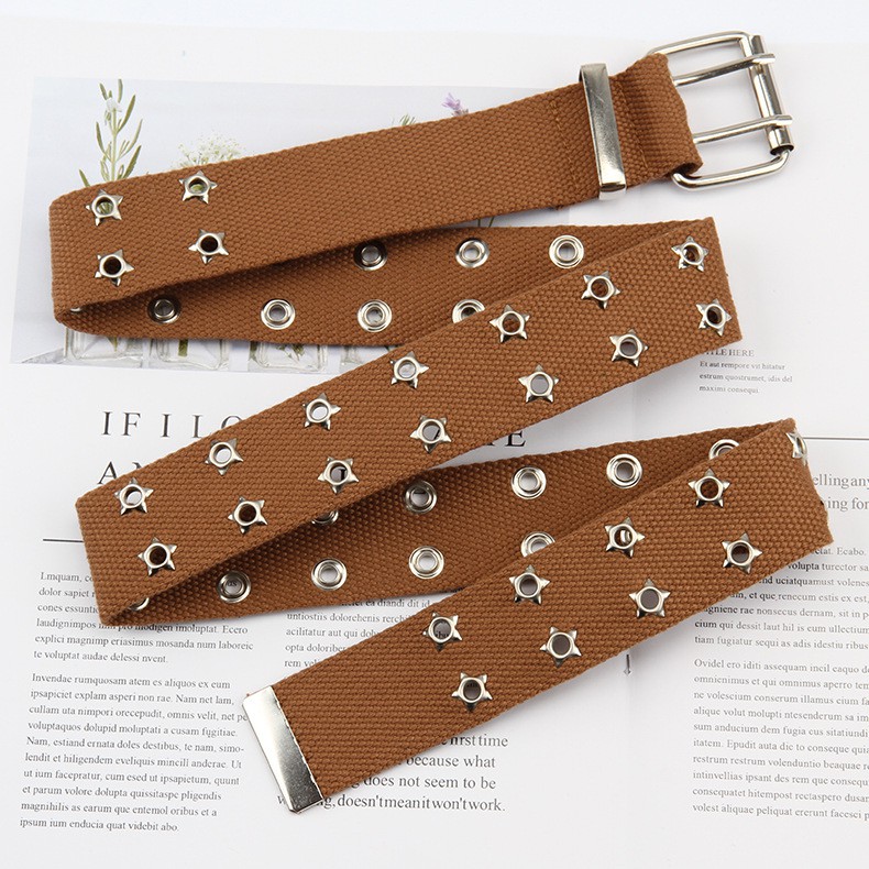 Thắt Lưng Vải Bố Đục Lỗ Hình Ngôi Sao Thời Trang