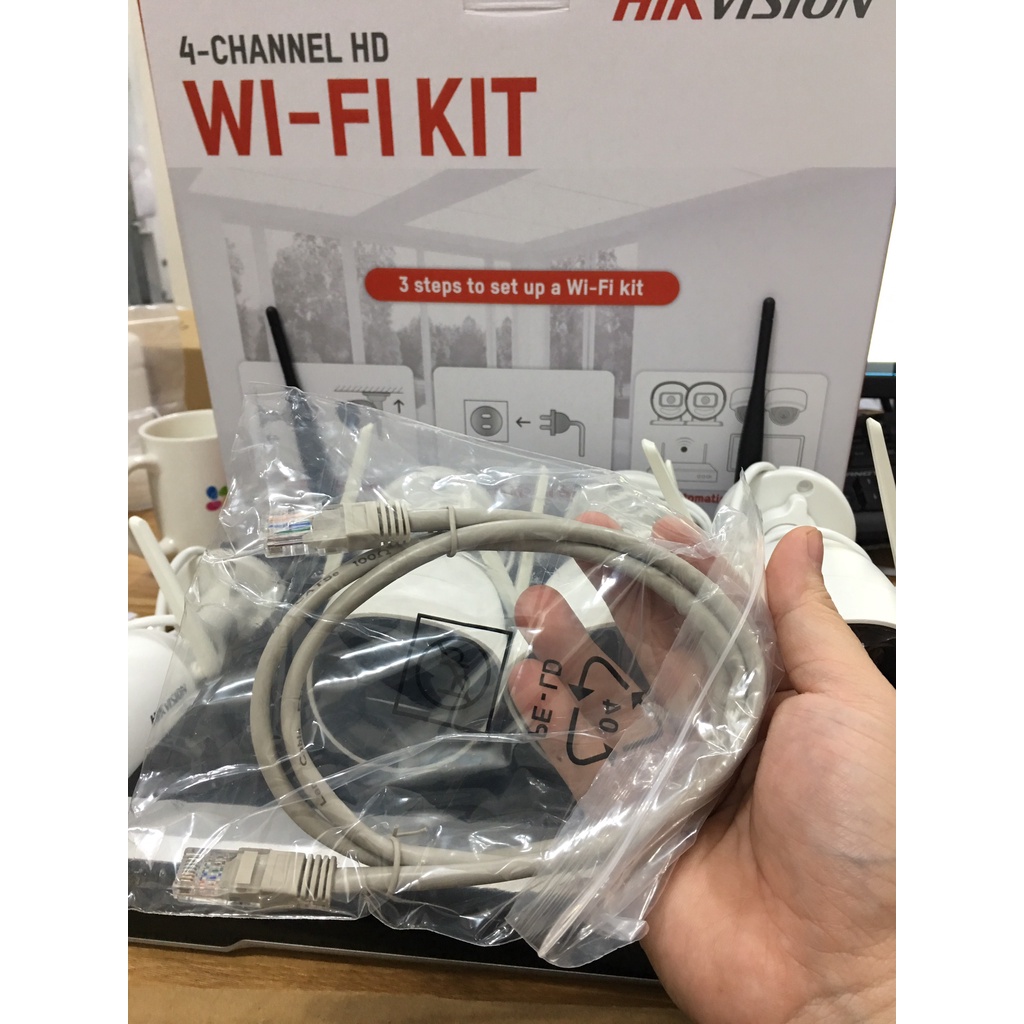 Bộ kit 4 Camera wifi và 1 đầu ghi IP thân trụ 4MP HIKVISION NK44W0H, không dây, có mic  (chính hãng Hikvision VN)