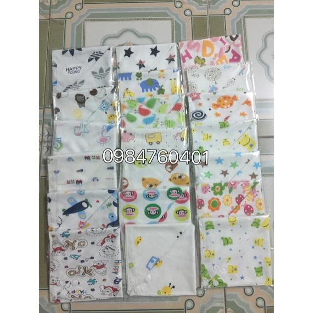 Combo 100 khăn yếm có 2 cúc bấm 100% cotton cho bé 1chiec/1tui