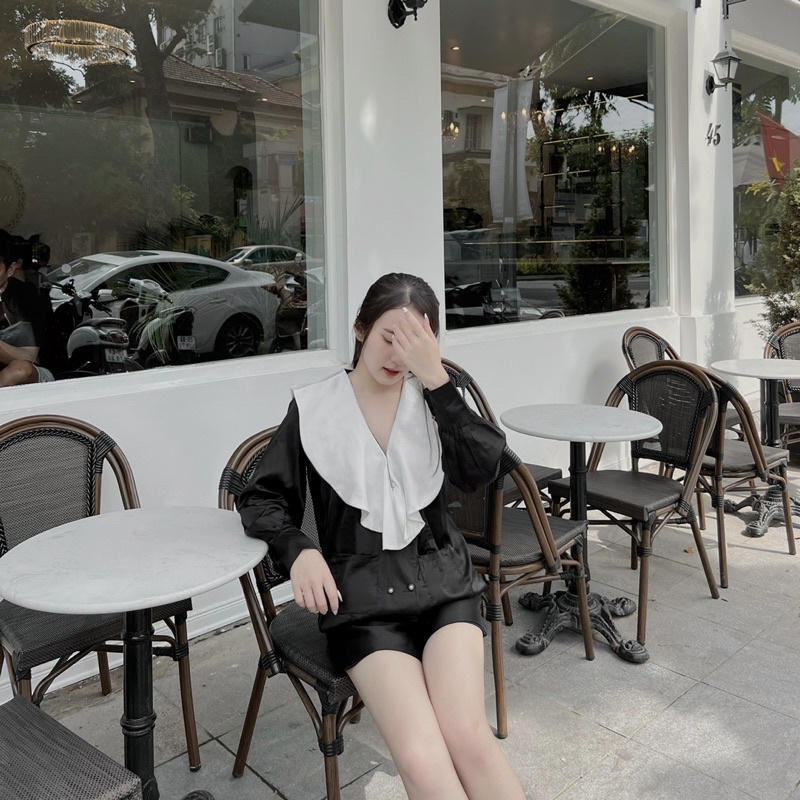 Áo sơ mi lụa tiểu thư Lolita cổ bèo Souris By G