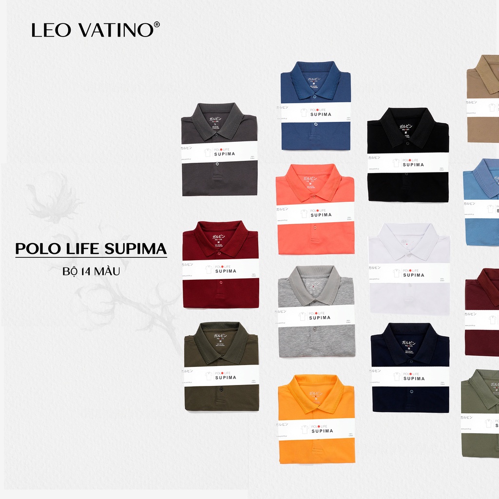 Áo polo nam Supima Cotton 100% Leo Vatino Phân phối độc quyền phối cổ áo thun nam tay ngắn cổ bẻ - Galvin