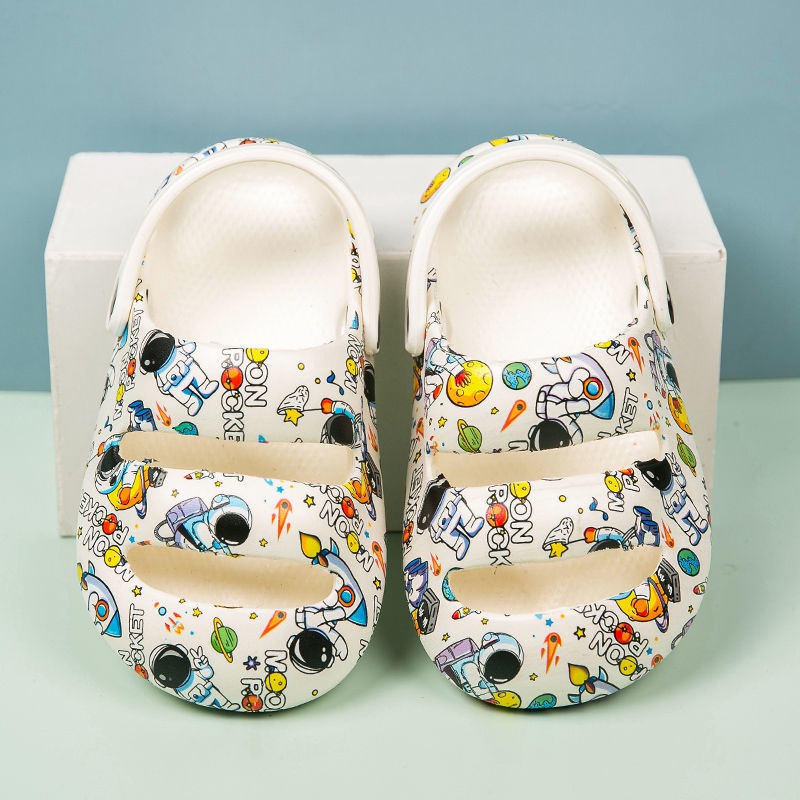 Oeggeo Giày Đế Bằng Đi Biển In Hình Phi Hành Gia Chống Thấm Nước Mùa Hè Cho Bé