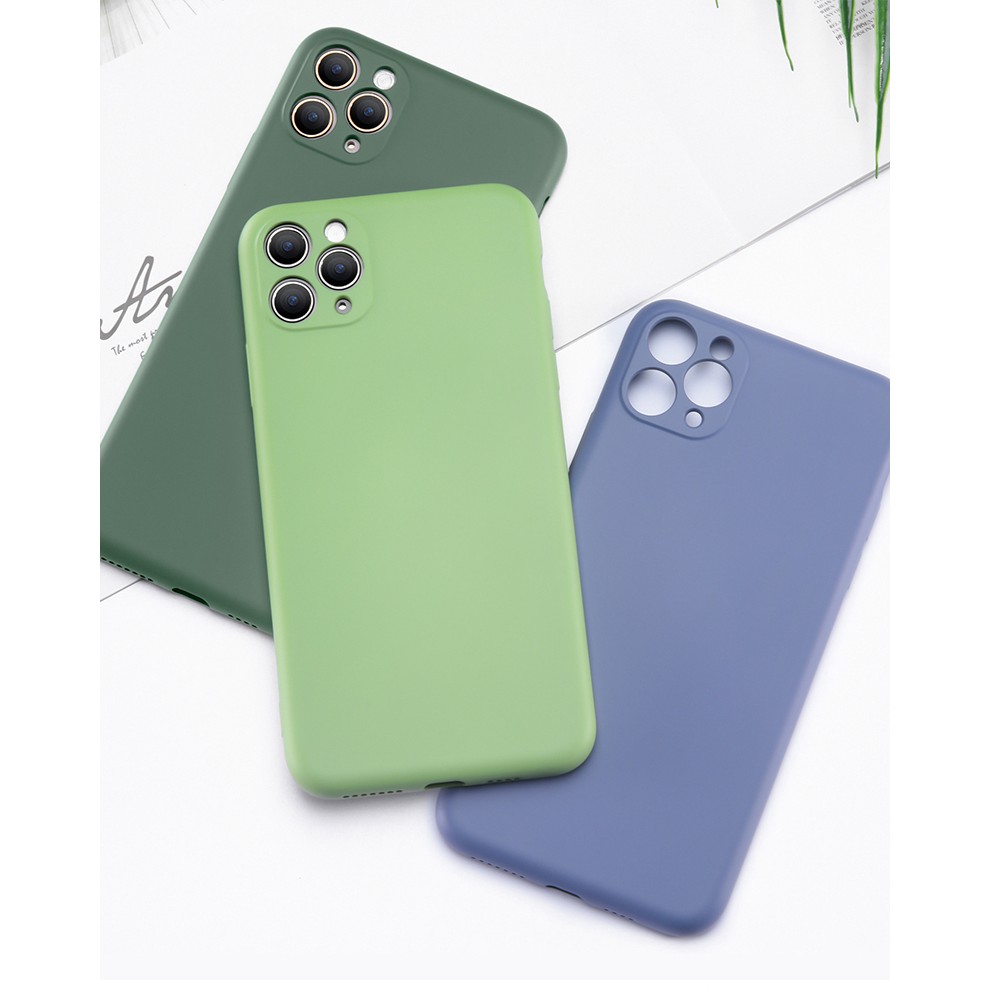 Silicone Ốp Điện Thoại Silicon tpu Mềm Màu Trơn Bảo Vệ Ống Kính Máy Ảnh Cho iphone 7 8 plus 12 11 pro x xr xs max