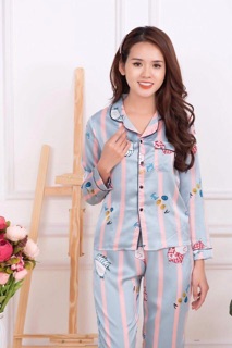 Bán sỉ bộ pijama lụa dài tay