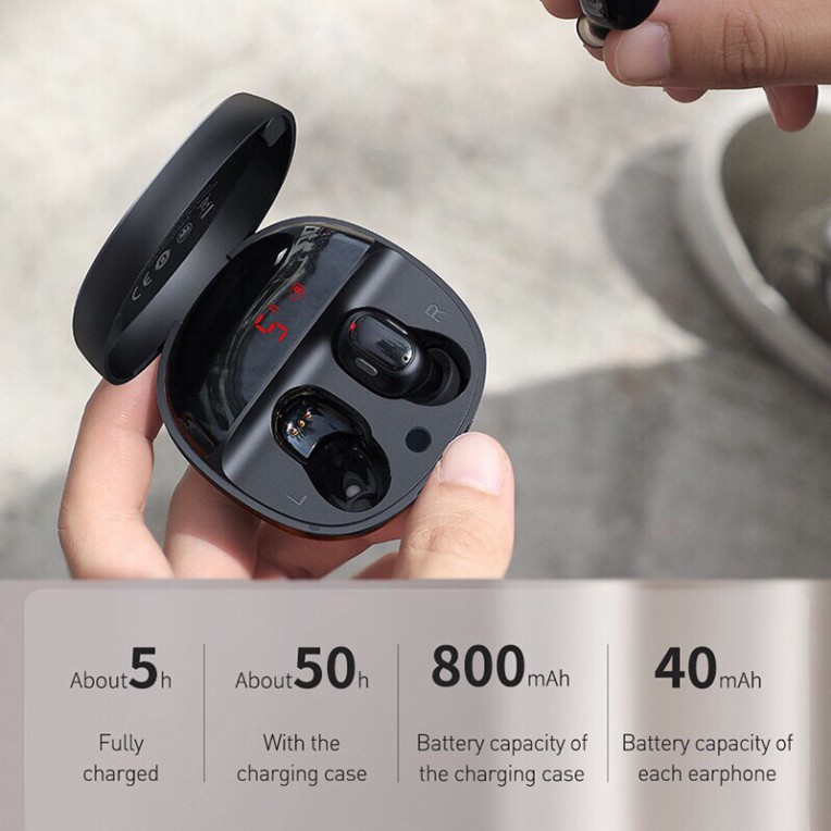 Tai nghe bluetooth không dây Baseus WM01 plus hỗ trợ sạc không đèn led hiển thị dung lượng pin chính hãng ♥️♥️