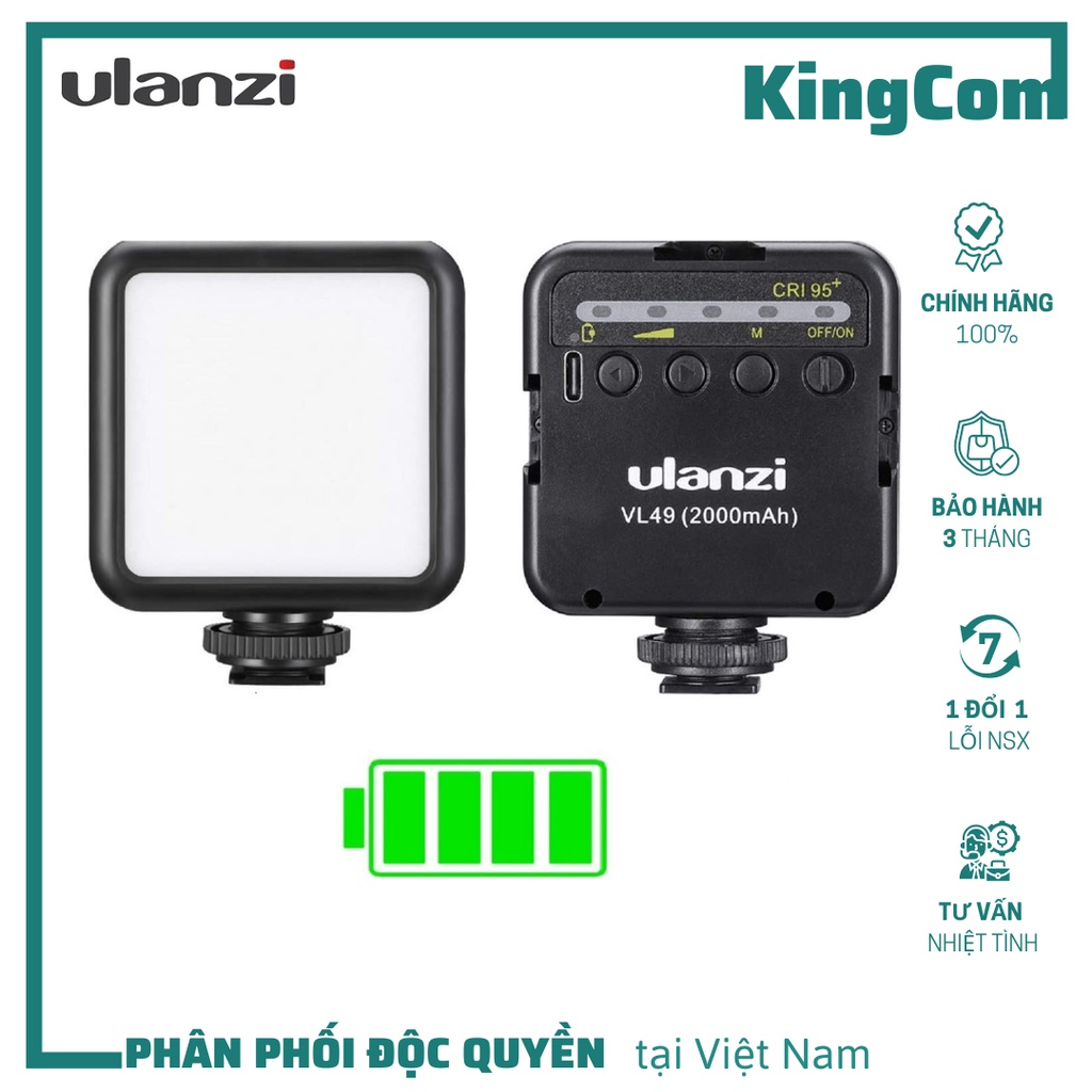 Ulanzi Mini VL49 Đèn Led Sạc, Dùng Quay Video Vlog, Livestream, Chụp Chân Dung - Hàng Chính Hãng