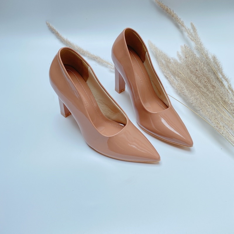 Giày cao gót nữ công sở mẫu cơ bản gót chắc chắn da mềm lót êm chân