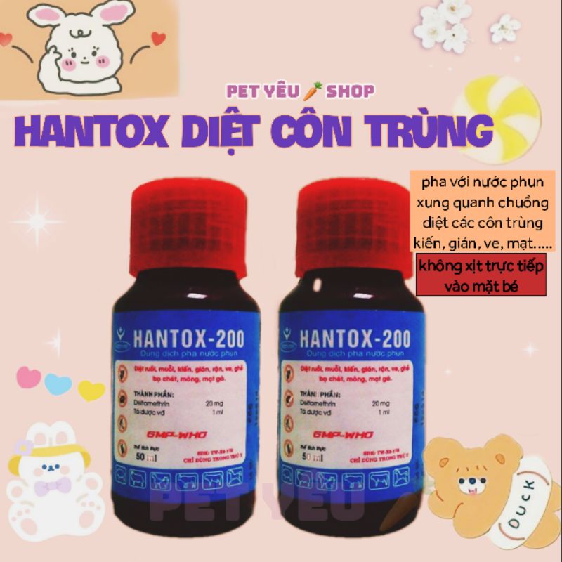 Hantox ❤ Date mới ❤ phun xịt chuồng thỏ bọ chó mèo sóc và vật nuôi